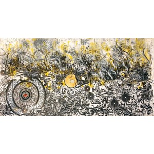 Mudassar Ali, 30 x 60 Inch, Oil on Canvas, Calligraphy Painting, AC-MSA-073